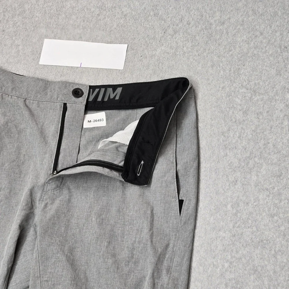 Nike Men Swimwear M (30) Gray Swim Trunks Boardshort Zipper 9